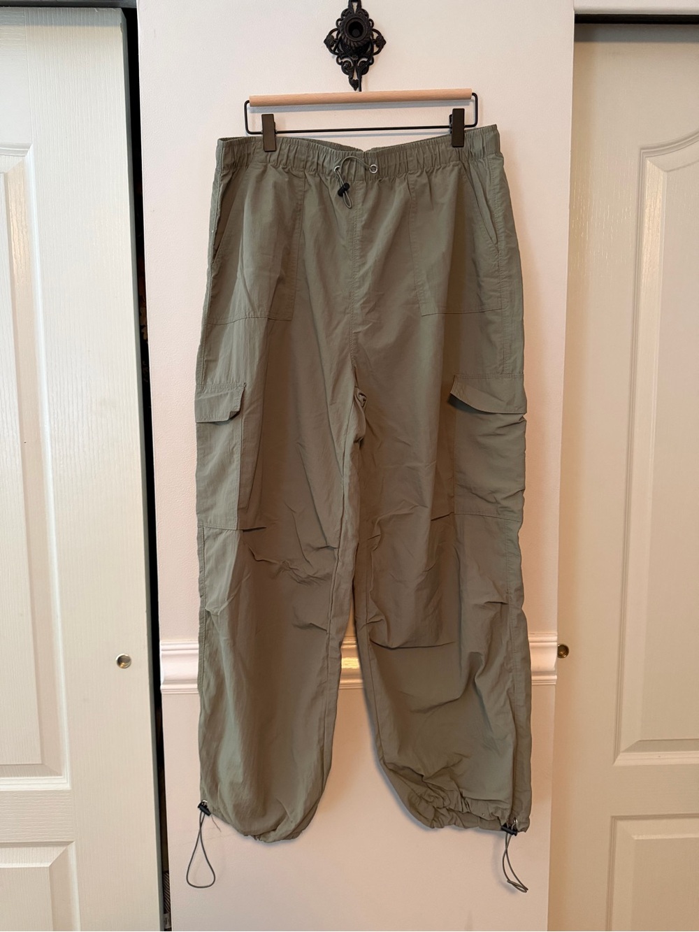 No Boundaries Olive Green Cargo Pants with Drawcord Hems